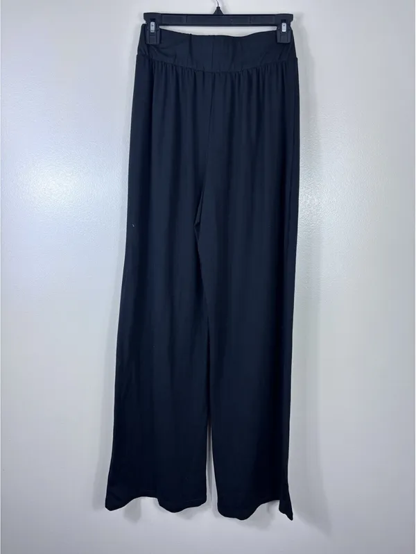 Soft Stretch Black Palazzo Wide Leg Flowy Yoga Lounge Pants Sz M - Image 4