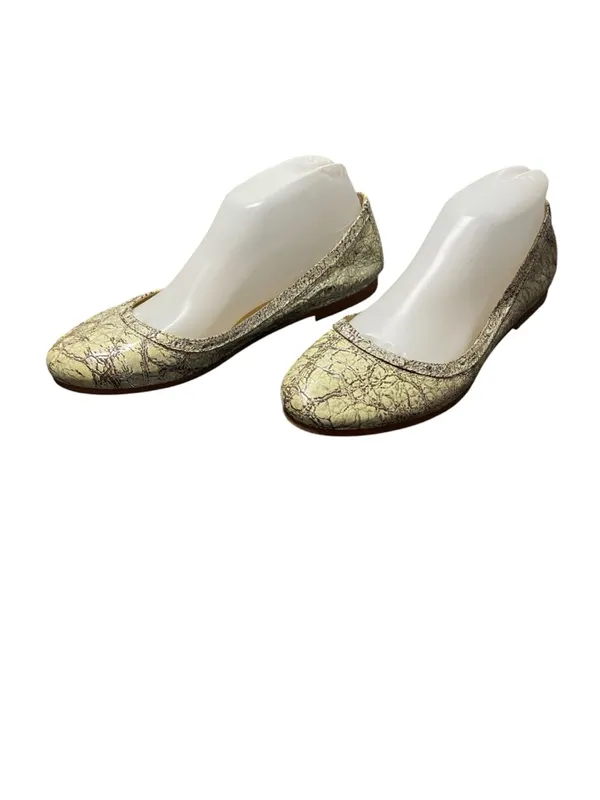 Frye Carson Metallic Cracked Ballet Leather Flats Size 8:5 - Image 2
