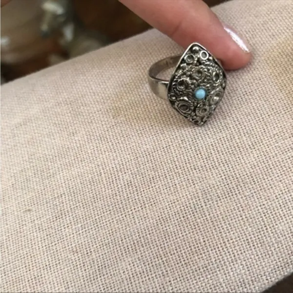 Turquoise Boho Ring 7.8 - Image 2