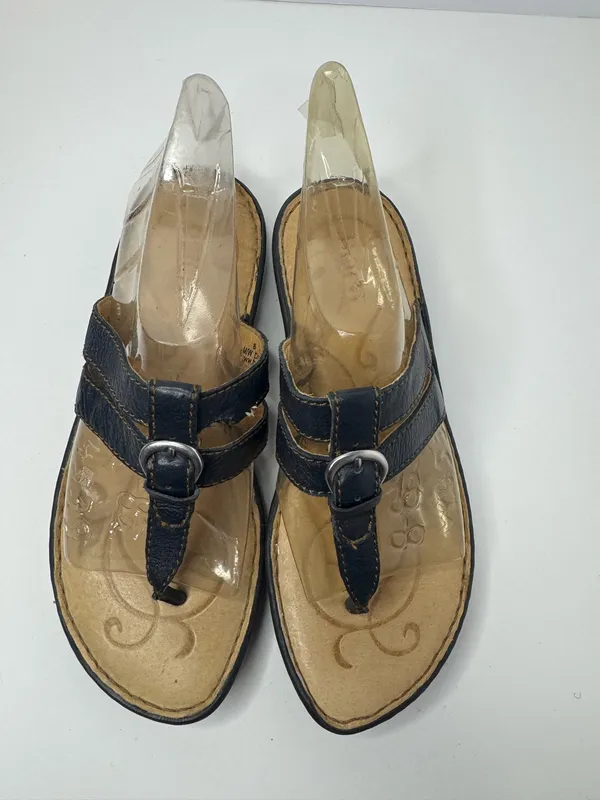 Born Black Leather Comfort Slide On Thong Sandals Women's Size 8 - Image 2