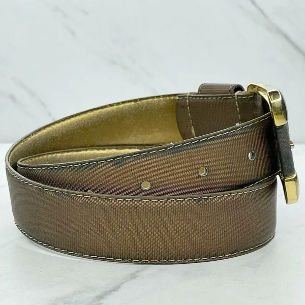 Vintage Ritz Bronze Faux Leather Belt Gold Hardware Small (S) ✨ - Image 2