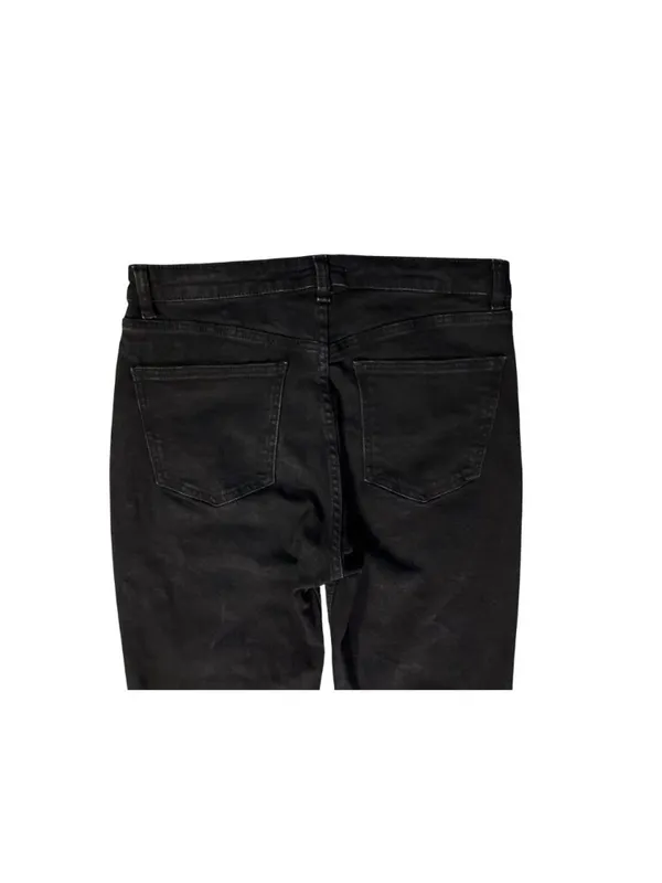 Zara Womens 10 Black Cropped Straight Leg Jeans Raw Hem High Rise Used - Image 12