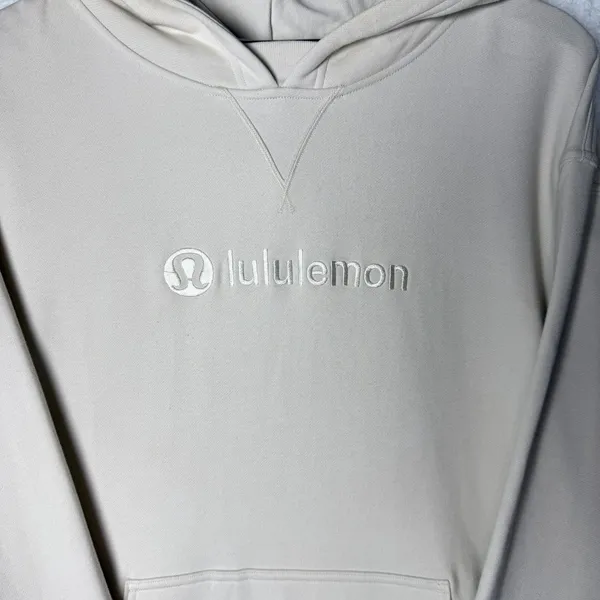 Lululemon All Yours Hoodie French Terry White Opal Embroidered Logo size 14 - Image 3