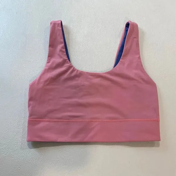 Fabletics Reversible Sports Bra Pink Blue Longline Medium Impact Size M - Image 5