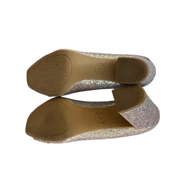 Michael Kors Glitter Block Heel Pumps Gold Silver Sparkle 7.5 - Image 6