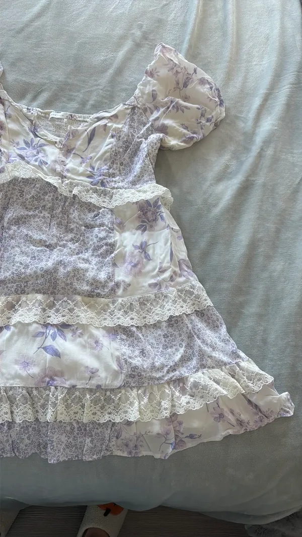 Altar'd State purple floral patchwork dress - Image 3