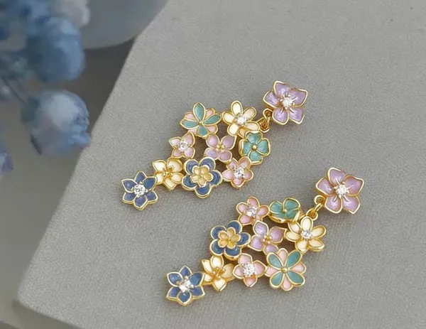 & Other Stories Enchanted Pastel Floral Cluster Drop Earrings - Image 2