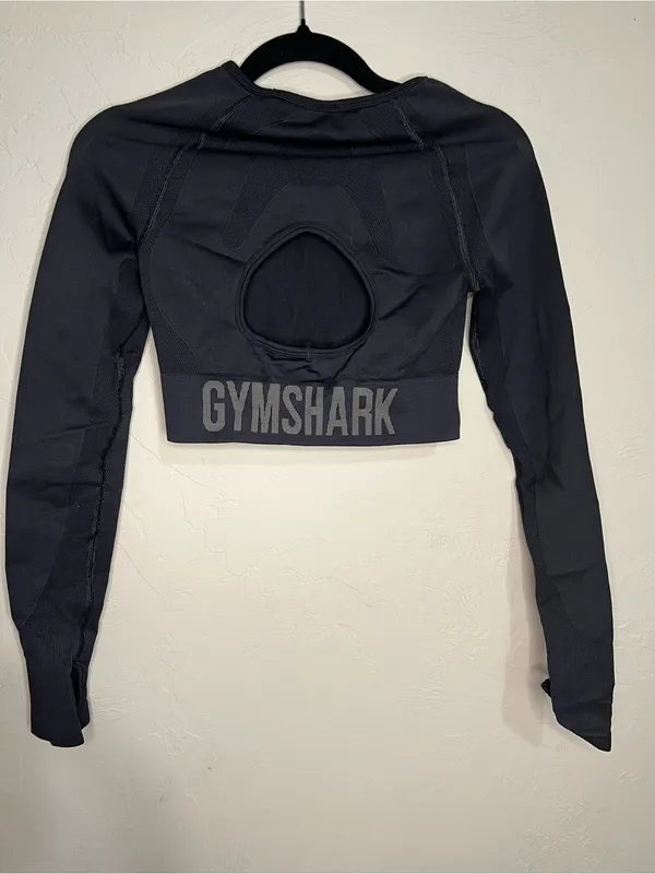 Gymshark Flex Contour‎ Black Long Sleeve Crop Athletic Top - Image 7