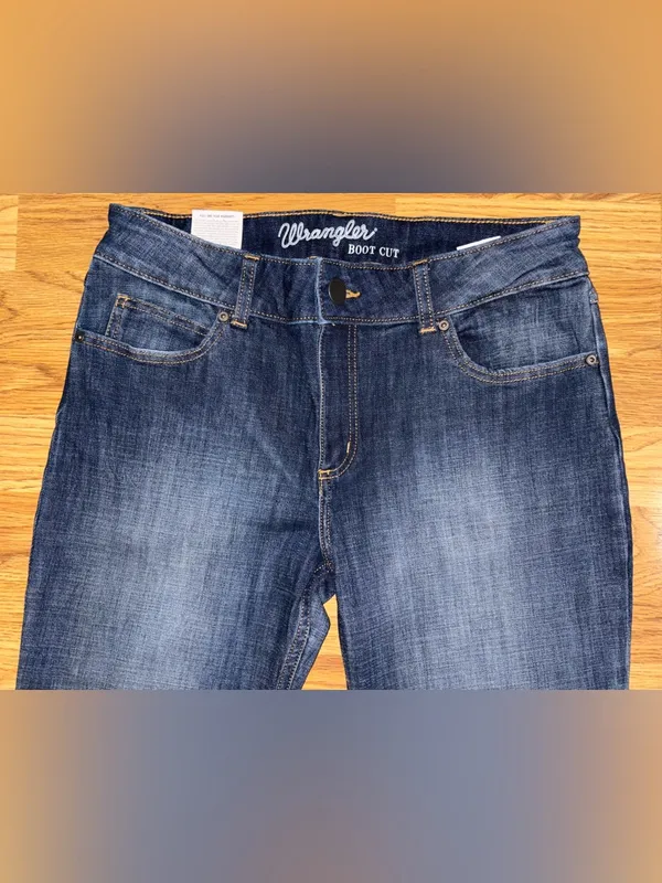 Wrangler Bootcut Jeans Juniors Size 11 Length 32 Dark Wash Pockets Stretch NWT - Image 2