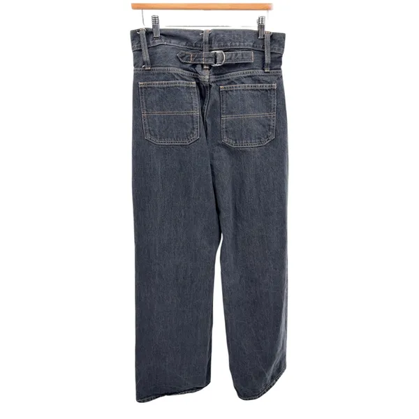 Zara Womens‎ High Rise Wide Leg Cinch Back Jeans Dark Wash Sz 6 Baggy Grunge - Image 5