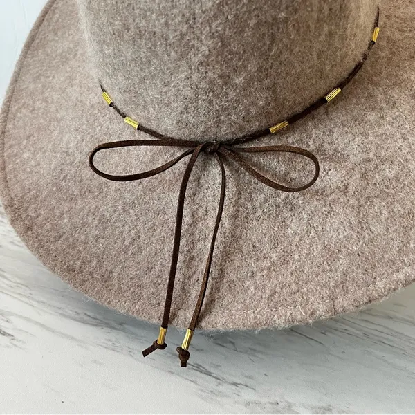 Something Special Floppy Wide Brim Wool Hat Brown Tan - Image 3