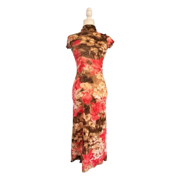 Vintage MOA MOA Floral Print Women's Midi Semi-Sheer Dress - Image 3