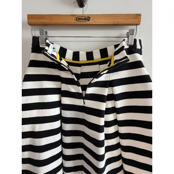 Boden Striped Skirt Woman's Black White Cotton Preppy Minimalist Pockets Size 12 - Image 7