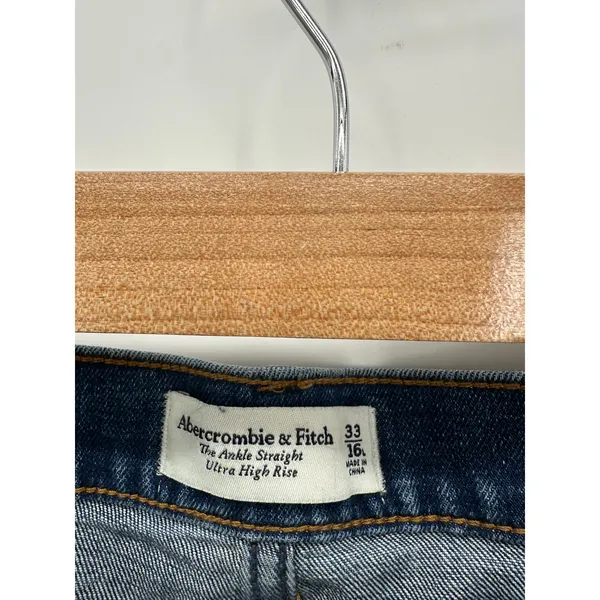 Abercrombie The Ankle Straight Ultra High Rise Denim Jeans Women‎ 33/16L NWT - Image 6