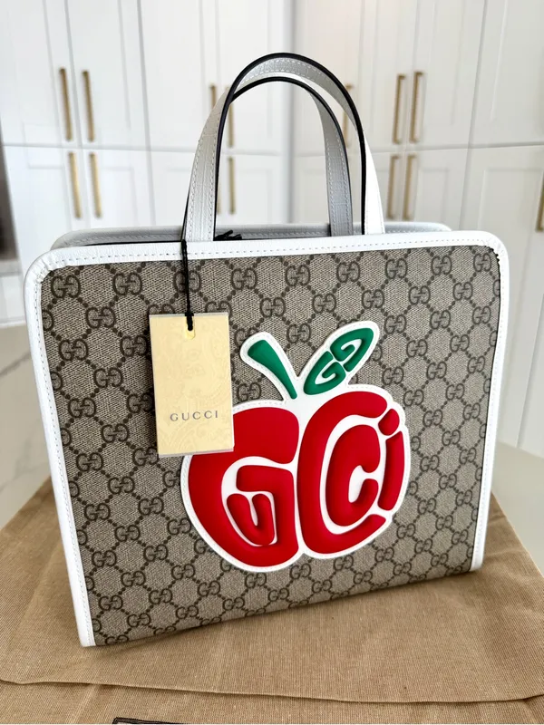 Gucci GG Supreme Monogram Apple Tote Bag - Image 2