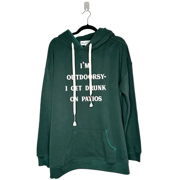 NWT Wildfox Outdoorsy Hoodie Women's Green Size X-Large XL - Image 2