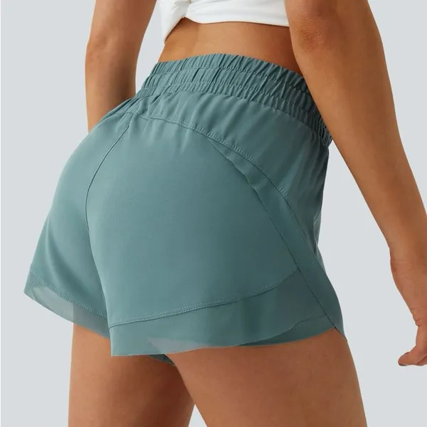 Halara HA06.- Mid Rise Drawstring Contrast Mesh 2-in-1 Flowy Running Shorts 3'' Size 2X - Image 2
