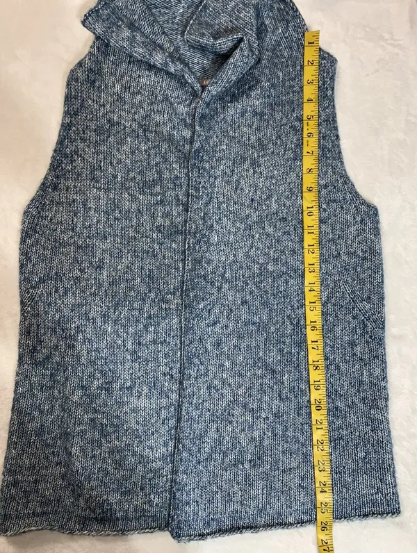 J.Jill Multi Blue Knit Open Front Draped Vest Sleeveless Sweater Xs - Image 11