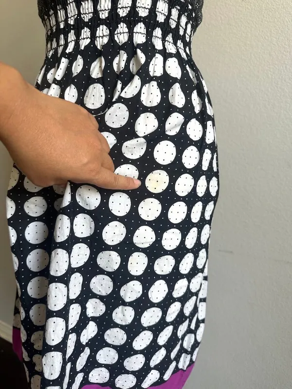 Wet Seal Polka Dot Smocked Sundress Black Purple XS - Image 2
