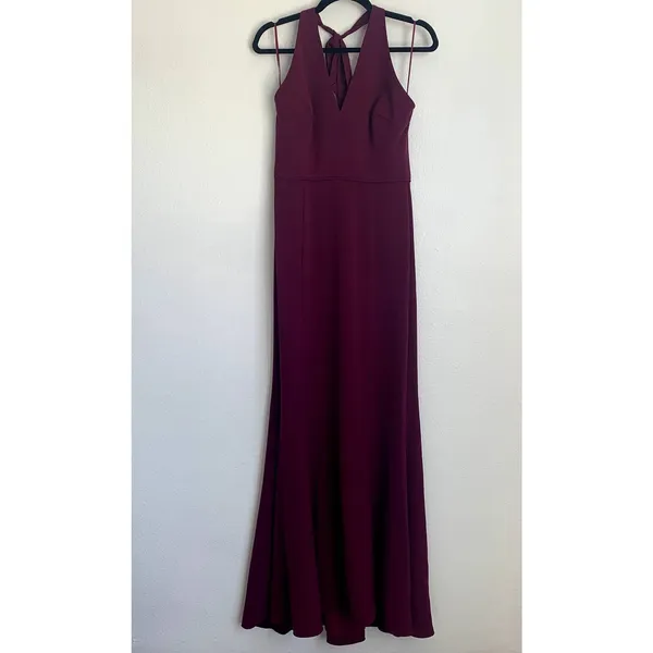 NWT Dress The Population Shiloh Tie Back Halter Dress in Dark‎ Magenta - Image 4