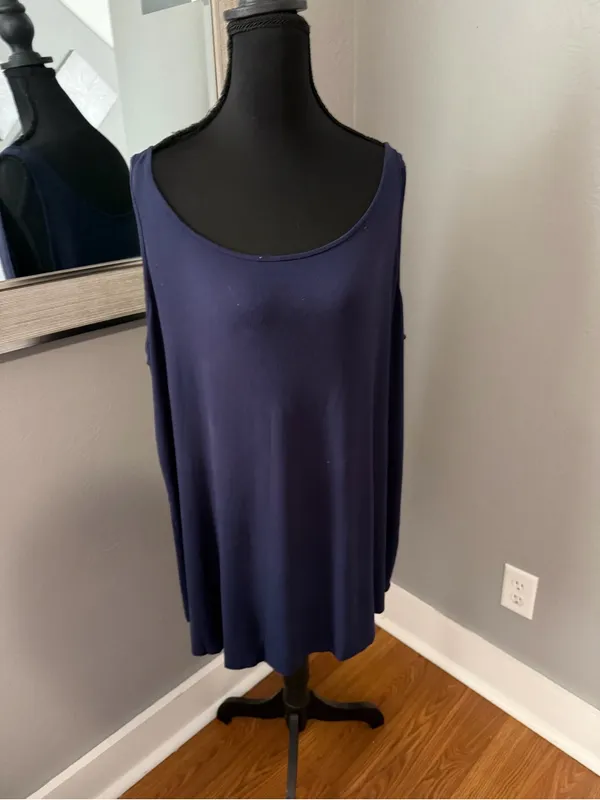 Eileen Fisher scoop neck tank top flowy costal navy XL. - Image 3