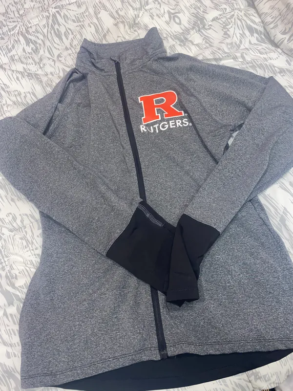 Rutgers Gray And Black Athletic Zip Up Jacket Size M - Image 2