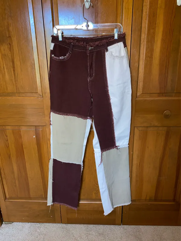 SheIn Brown Patchwork Jeans - Image 4