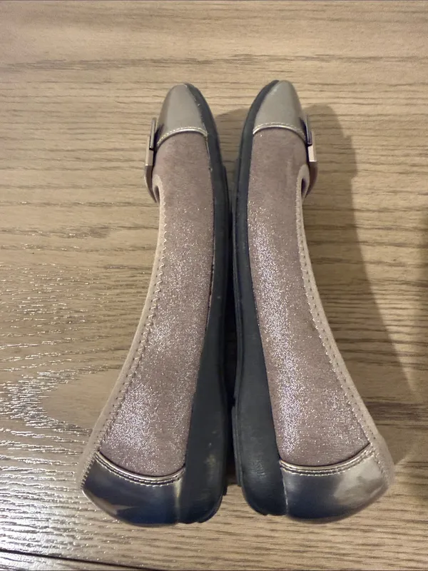 Anne Klein Metallic Taupe Slip-On Ballet Flats with Buckle - Image 6