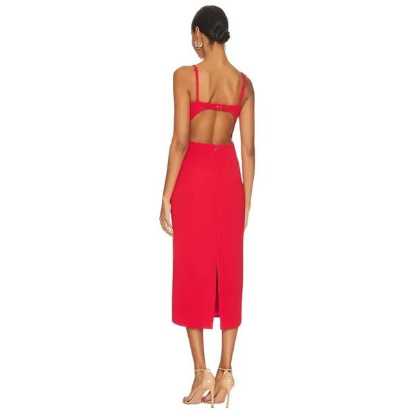Bardot Vienna Midi Dress in Flame Orange 2 New Womens Cut out Cocktail - Image 2