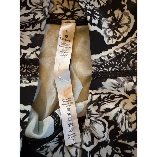 lululemon Wunder Under High-Rise Leggings Womens Size 6 Black Floral - Image 3