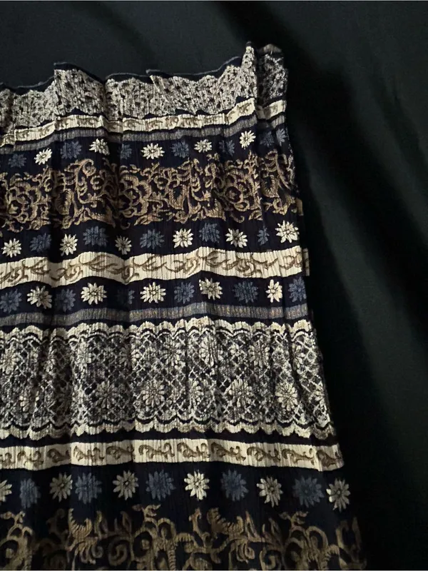 First Option Women’s Black & Cream Patterned Midi Skirt SZ MD - Image 6