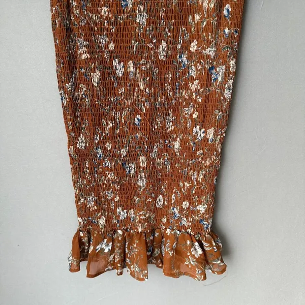 Princess Polly‎ sz 6 Rust Orange Floral boho fitted midi Dress NWOT - Image 8