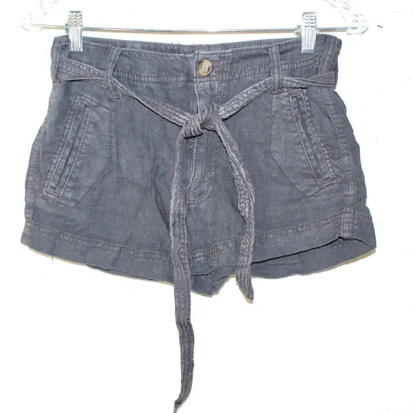 American Eagle Woman’s Black Hi Rise Denim Shorts W/ Belt Deisgn — Size 0 - Image 5