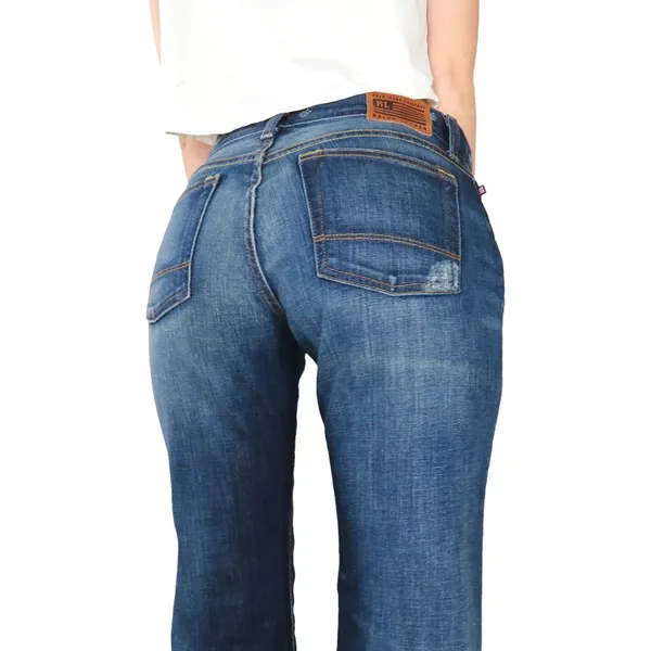 90s Vintage Ralph Lauren Polo Low Rise Dark Wash Bootcut Flared Jeans 30" Retro - Image 3