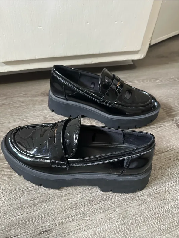 ZARA Women’s Black Patent Leather Chunky Loafers – Size US 9 / EU 40 - Image 10