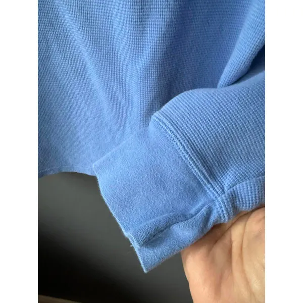 Polo Ralph Lauren Light Blue Long Sleeve Thermal Shirt with Red Logo - Image 7
