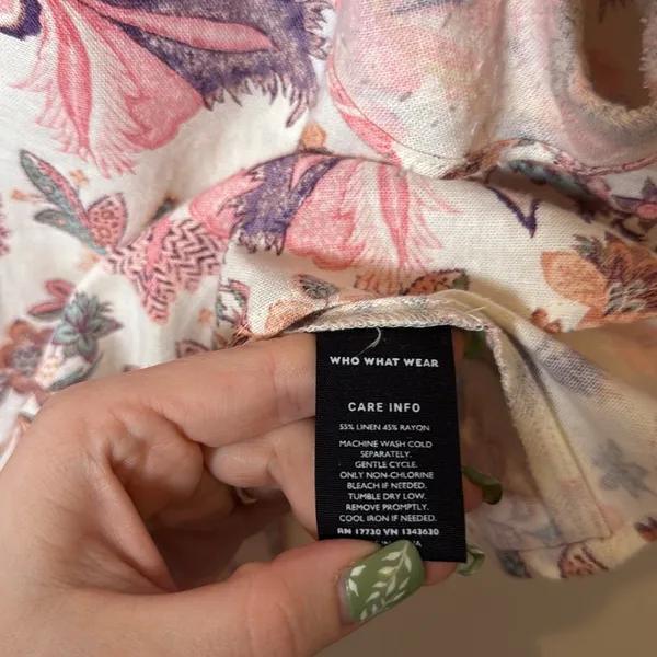 Who What Wear Women Linen Blend Floral Flutter Sleeve Spring Blouse Top XL - Image 4
