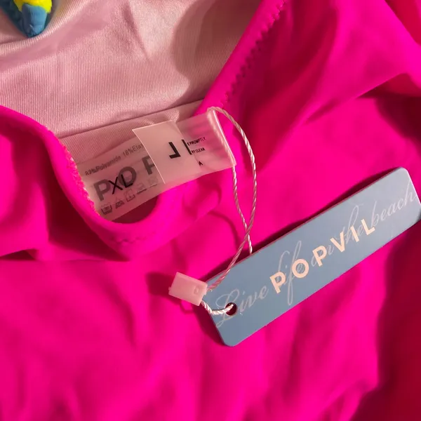 NWT Popvil Women One Piece Swimsuit Tummy Control Deep V Neck Neon Rose Red XL - Image 7