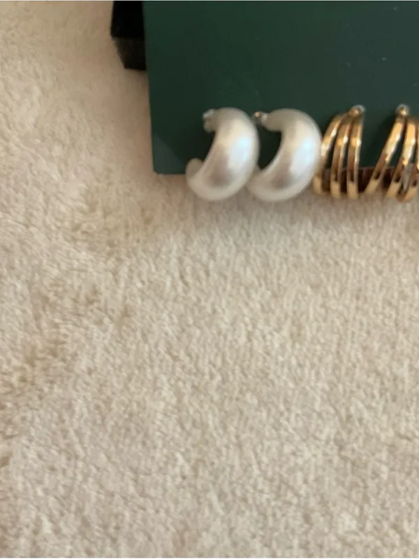 wild fable Gold and Pearl Hoop Earring Trio - Image 2
