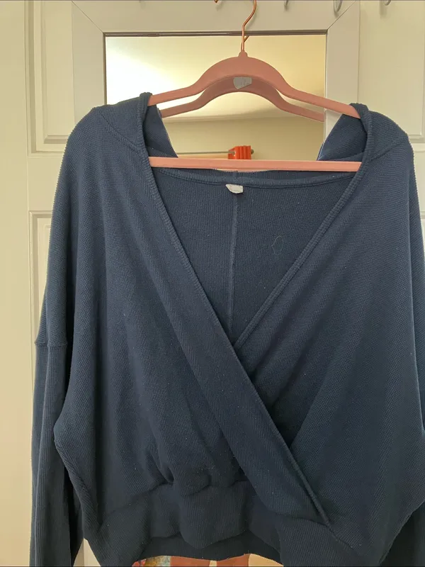 Gilly Hicks navy Cozy Waffle Wrap Hoodie - Image 2