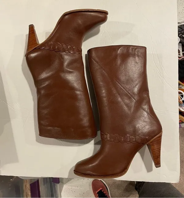 Vintage 70’s boho western Stevie Nicks festival camel leather Brazil boots - Image 2