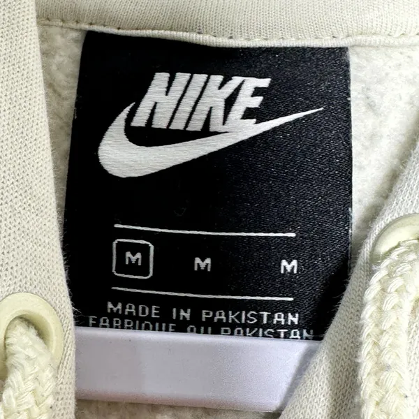 Nike Sportswear Essential Oversized Hoodie Cream Beige Embroidered Swoosh Medium - Image 3