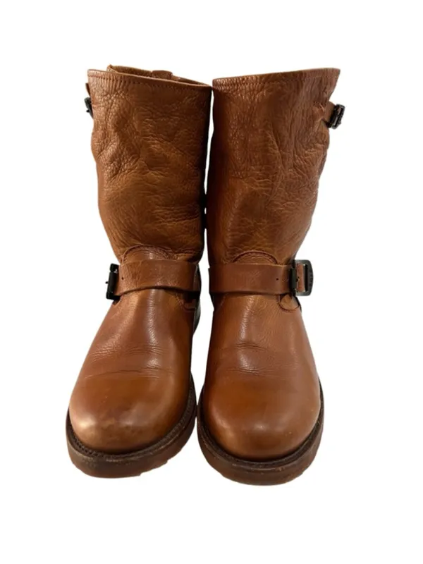 FRYE Veronica Shortie Ankle Moto Engineer Leather Boots Whiskey Cognac Size 7 - Image 2