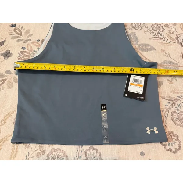 NWT Under Armour Movement Fitted Crop Tank Top - Size Small - Slate Blue (AVY) - Image 5