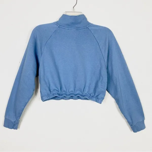Pacsun PS/LA Blue Horizontal Striped Cropped Sporty Pullover Sweatshirt - Image 2