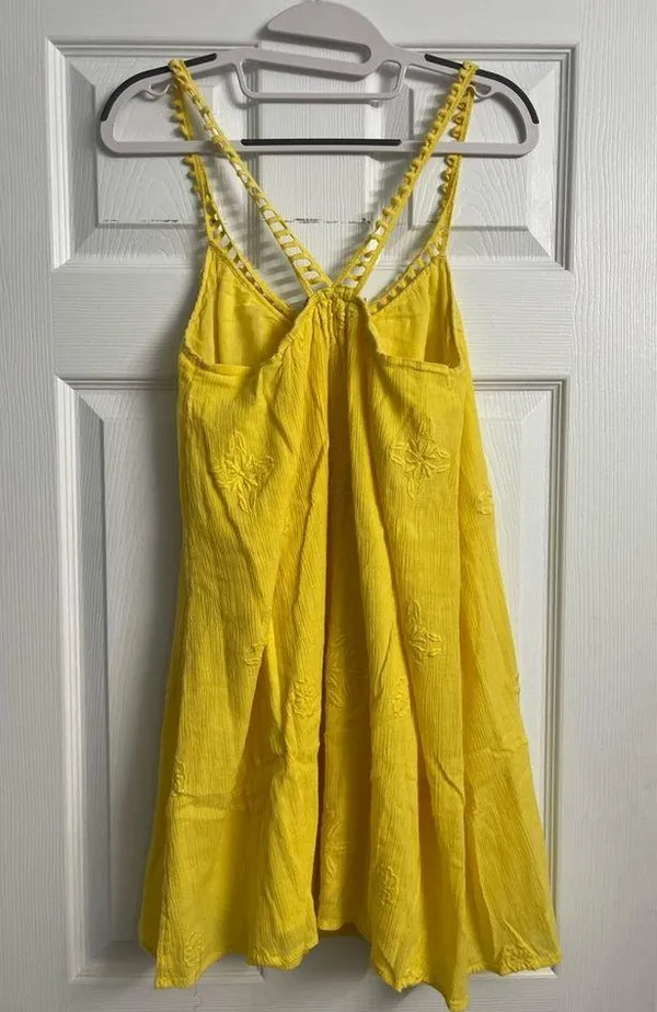 ZARA TRAFALUC COLLECTIONS Yellow Embroidered Mini Dress, Small - Image 5