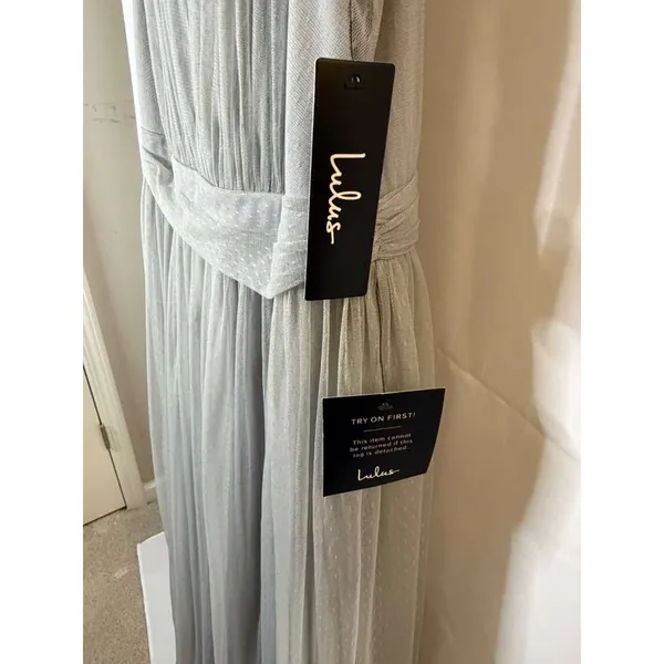 NWT Lulus How Charming Light Grey Swiss Dot Sheer Overlay Maxi Dress sz. 1X - Image 6