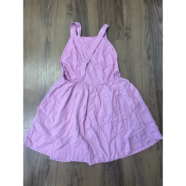 Free People Apron‎ Overalls Mini Dress Milkmaid Coquette Linen Barbiecore Hippie - Image 4