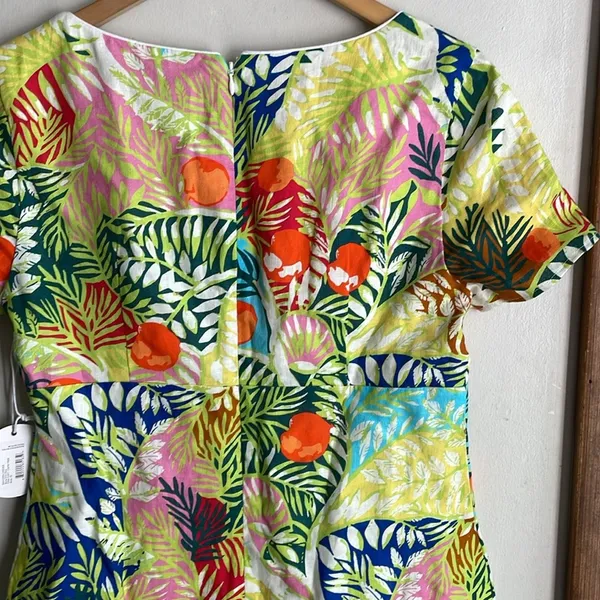 STAUD Sandra Linen Mini Dress Capri Tree - Image 10