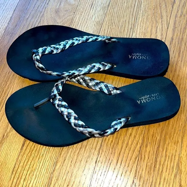 Sonoma Black Braided Thong Flip Flops- Possible Size 8.5/9? - Image 2